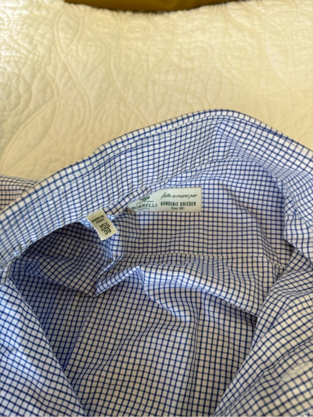 Borrelli Blue Check Men's Dress Shirt